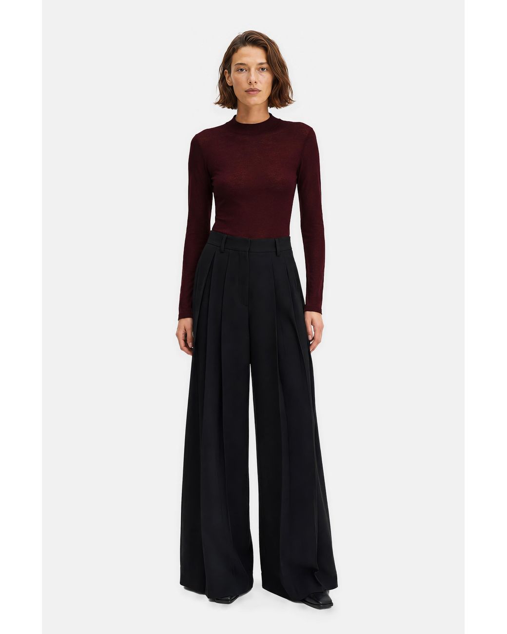 Filippa K Purple Lyocell Cashmere Mock Neck Top
