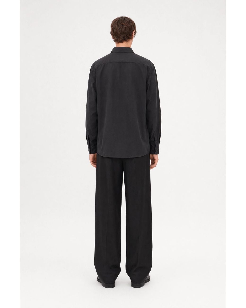 Filippa K Black Boxy Wool Twill Shirt for men