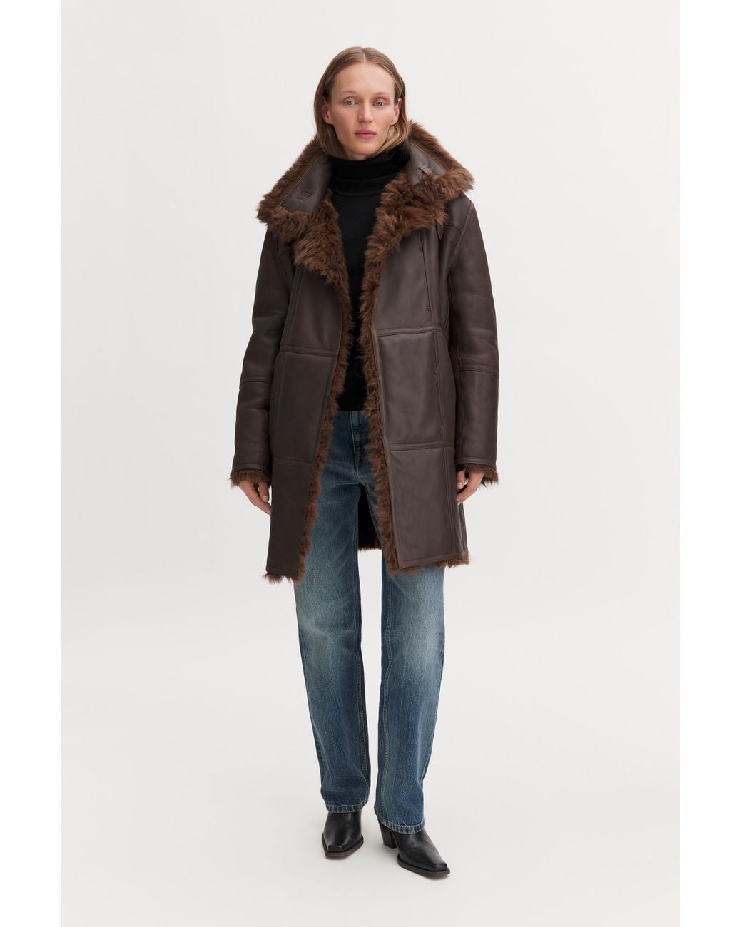 Filippa K Brown Reversible Shearling Coat