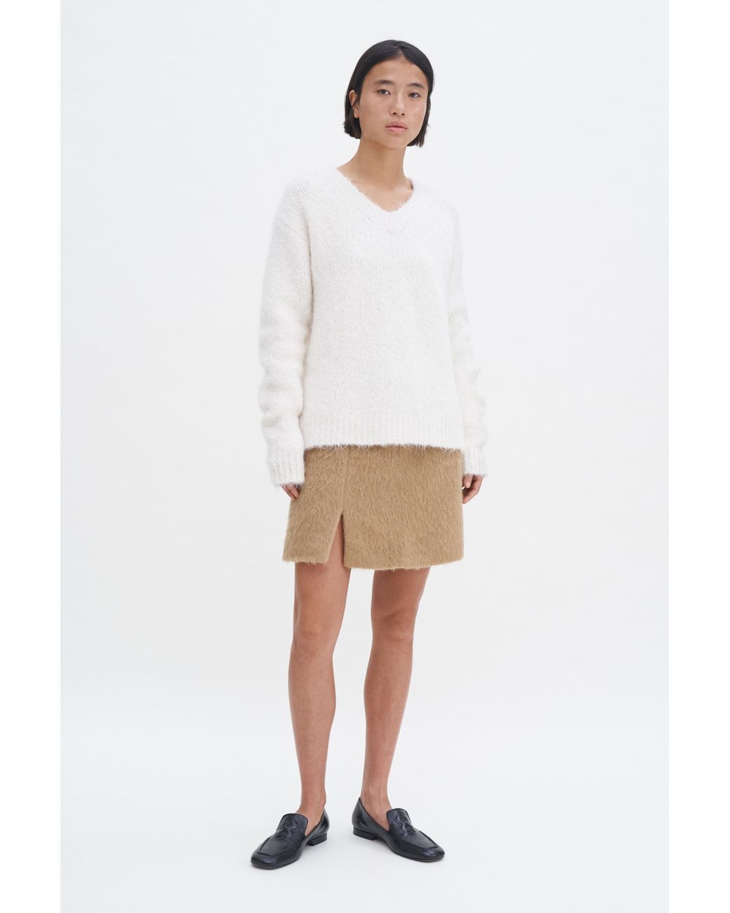 Filippa K White Hairy Wool Blend Mini Skirt