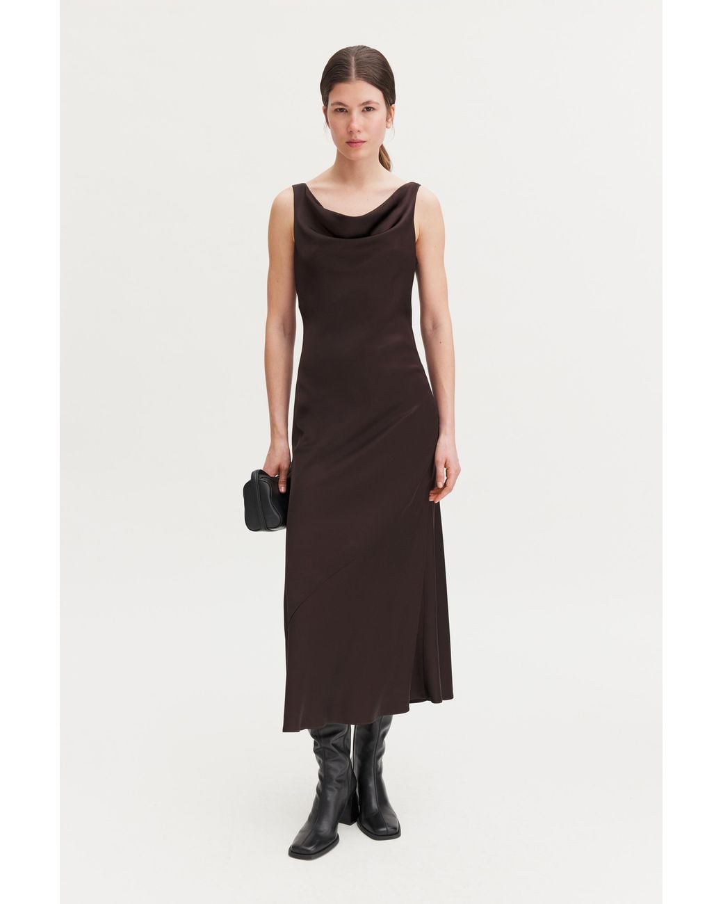 Filippa K Brown Waterfall Strap Dress