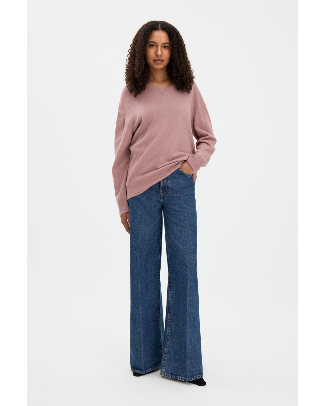 Filippa K Red Soft Wool V-Neck Sweater