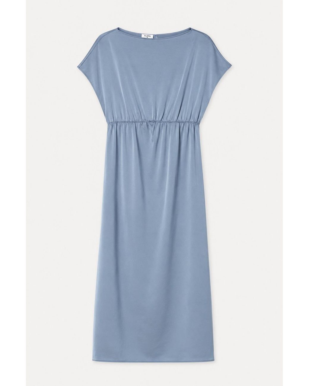 Filippa K Blue Gathered Kimono Boatneck Dress