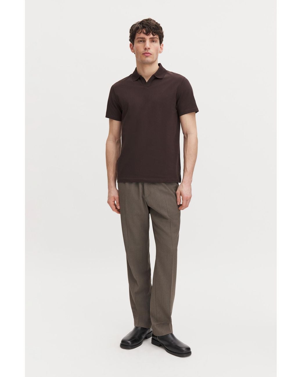 Filippa K Brown Stretch Cotton Polo T-Shirt for men