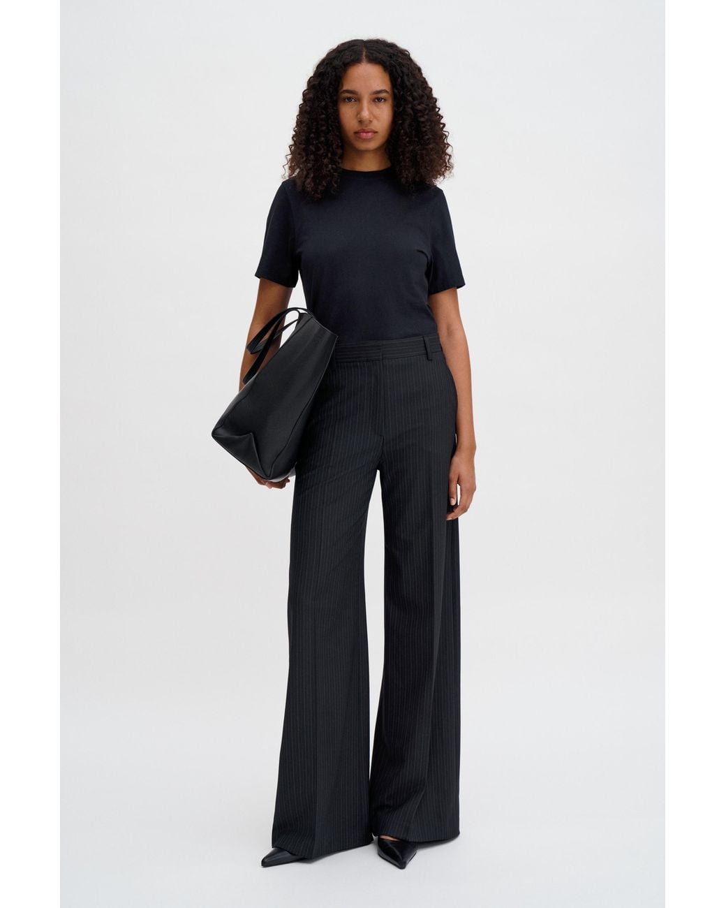 Filippa K Blue Harlow Pinstripe Trousers