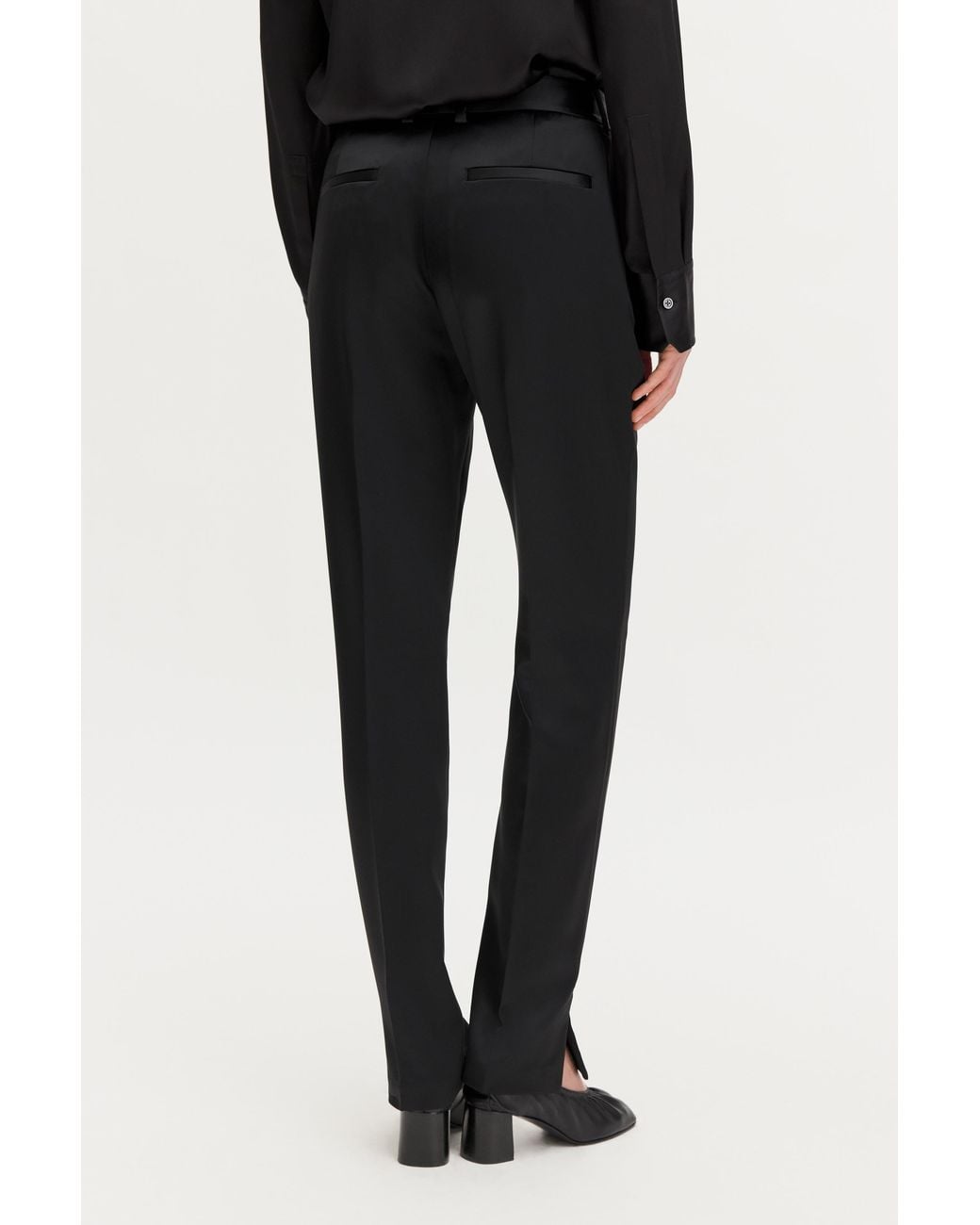 Filippa K Black Slim Slit Satin Trousers