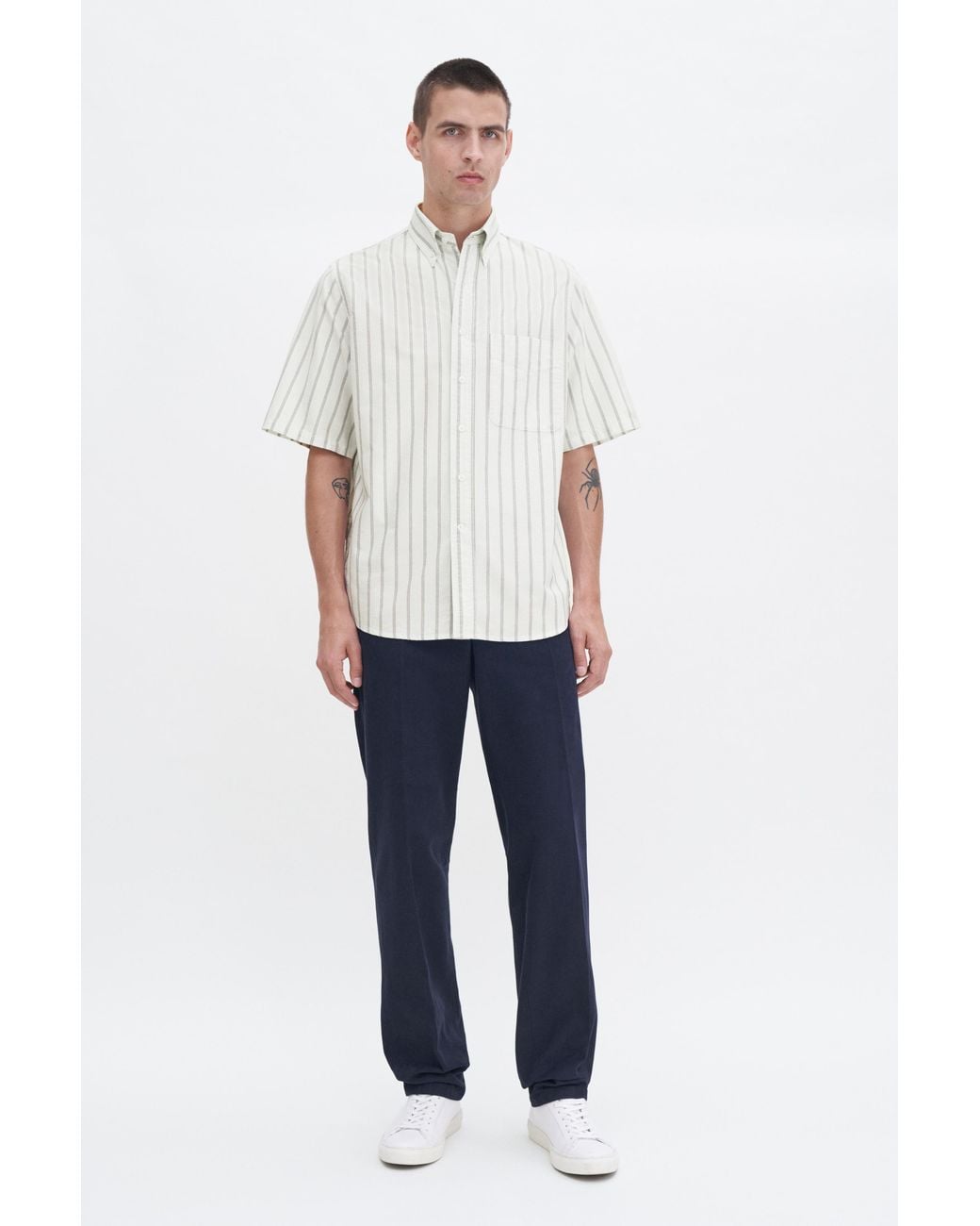 Filippa K Blue Striped Oxford Shirt for men
