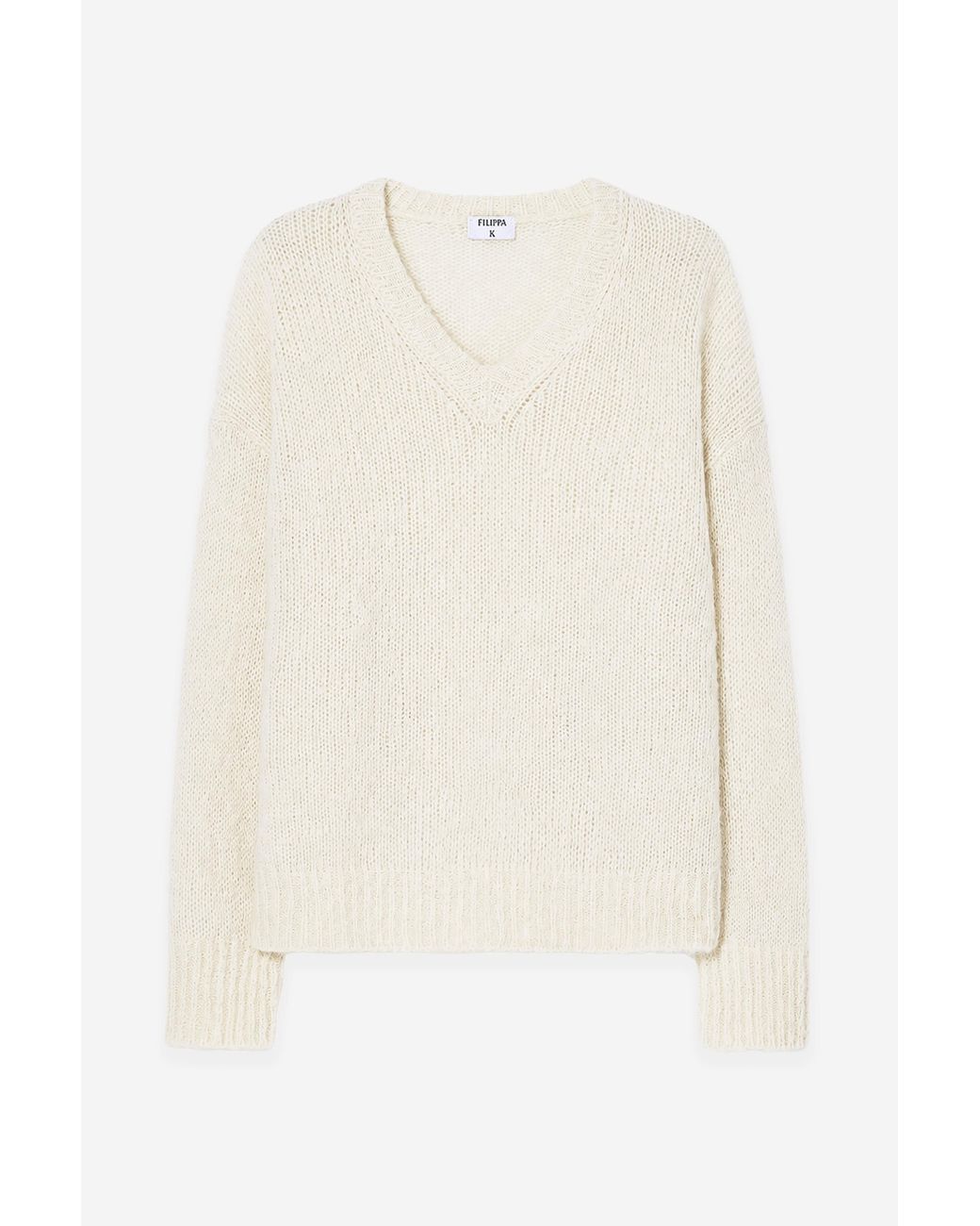 Filippa K White Hairy Alpaca V-Neck Sweater