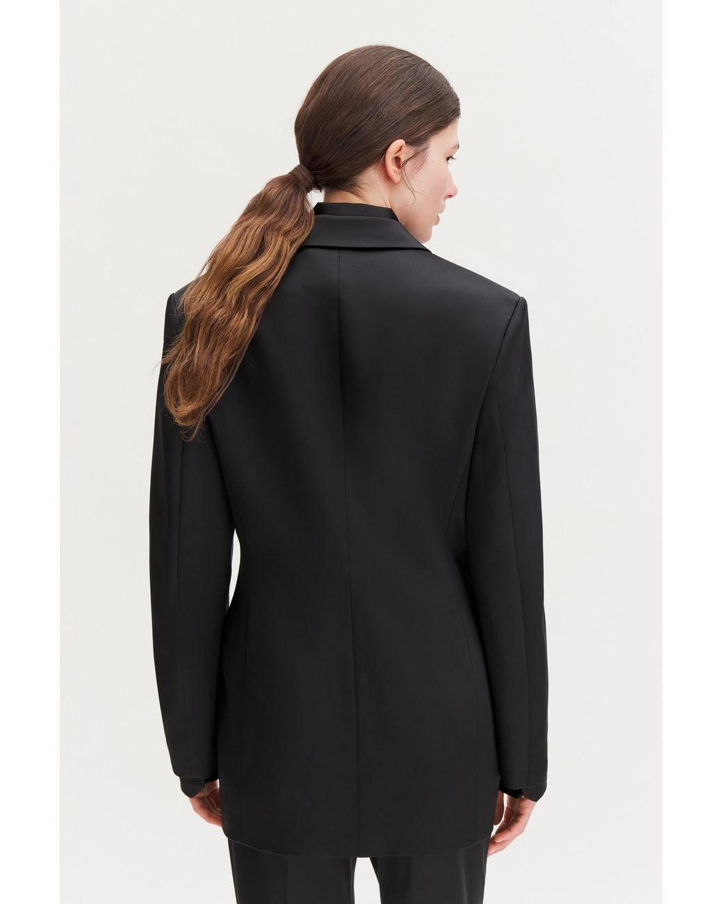 Filippa K Black Slit Satin Blazer