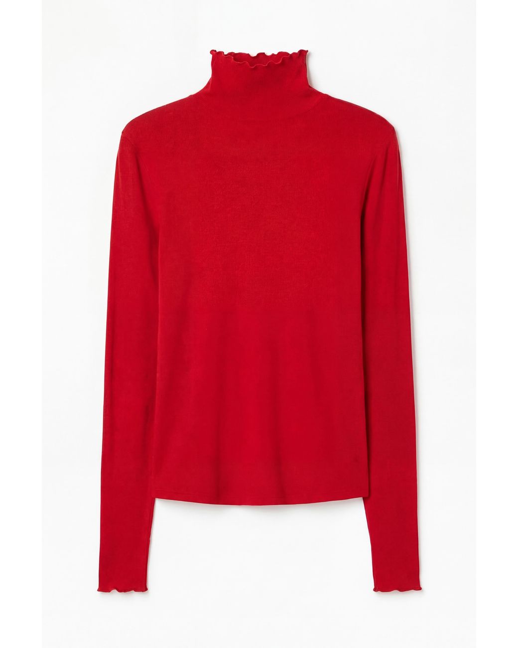 Filippa K Red Rib Mock Neck Top