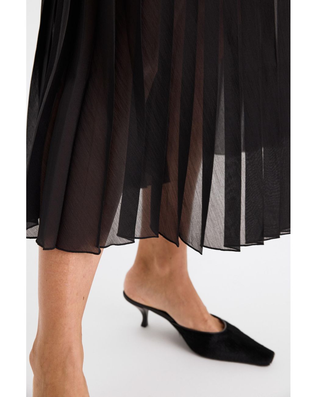 Filippa K Black Sheer Plissé Skirt