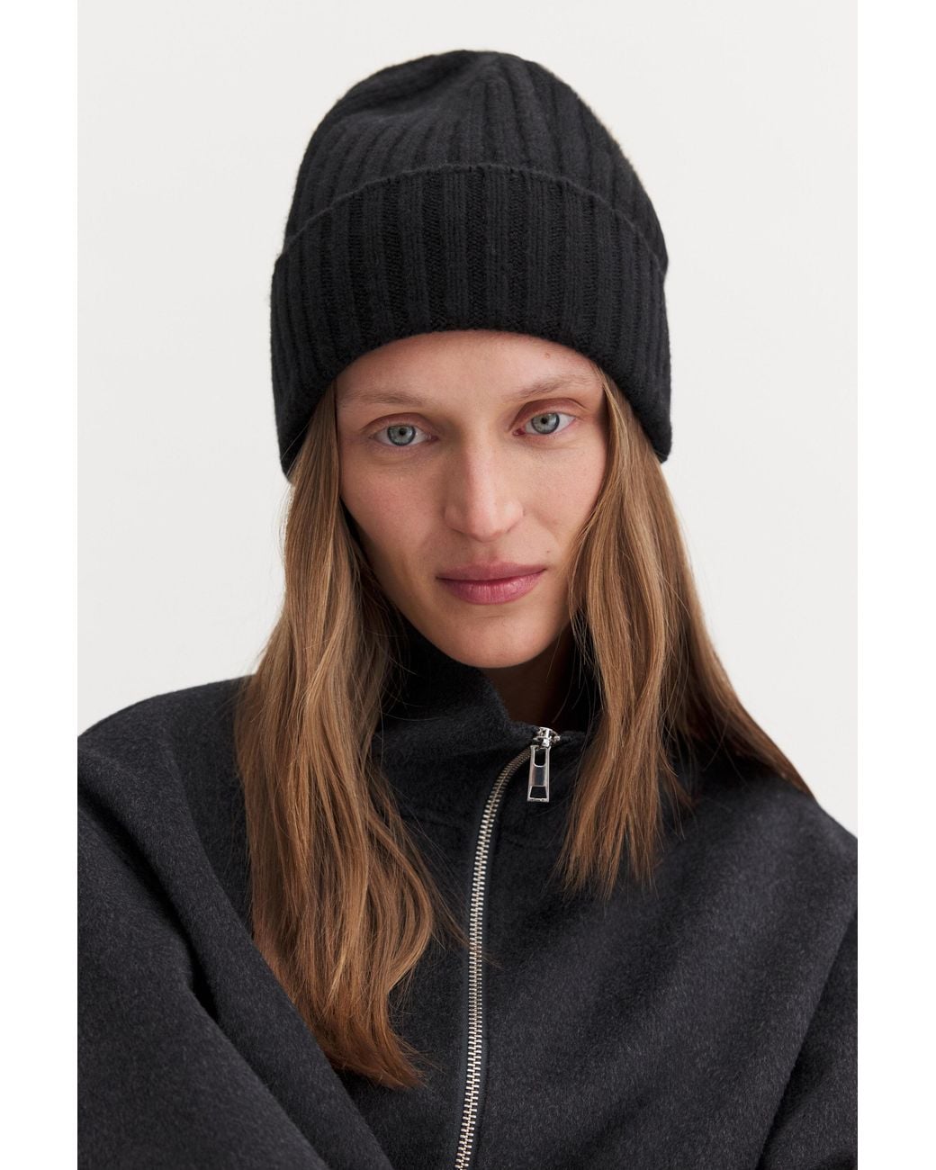 Filippa K Black Cashmere Rib Hat
