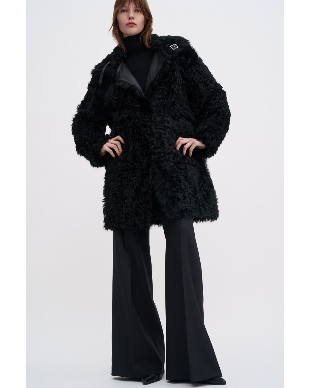 Filippa K Black Reversible Shearling Coat