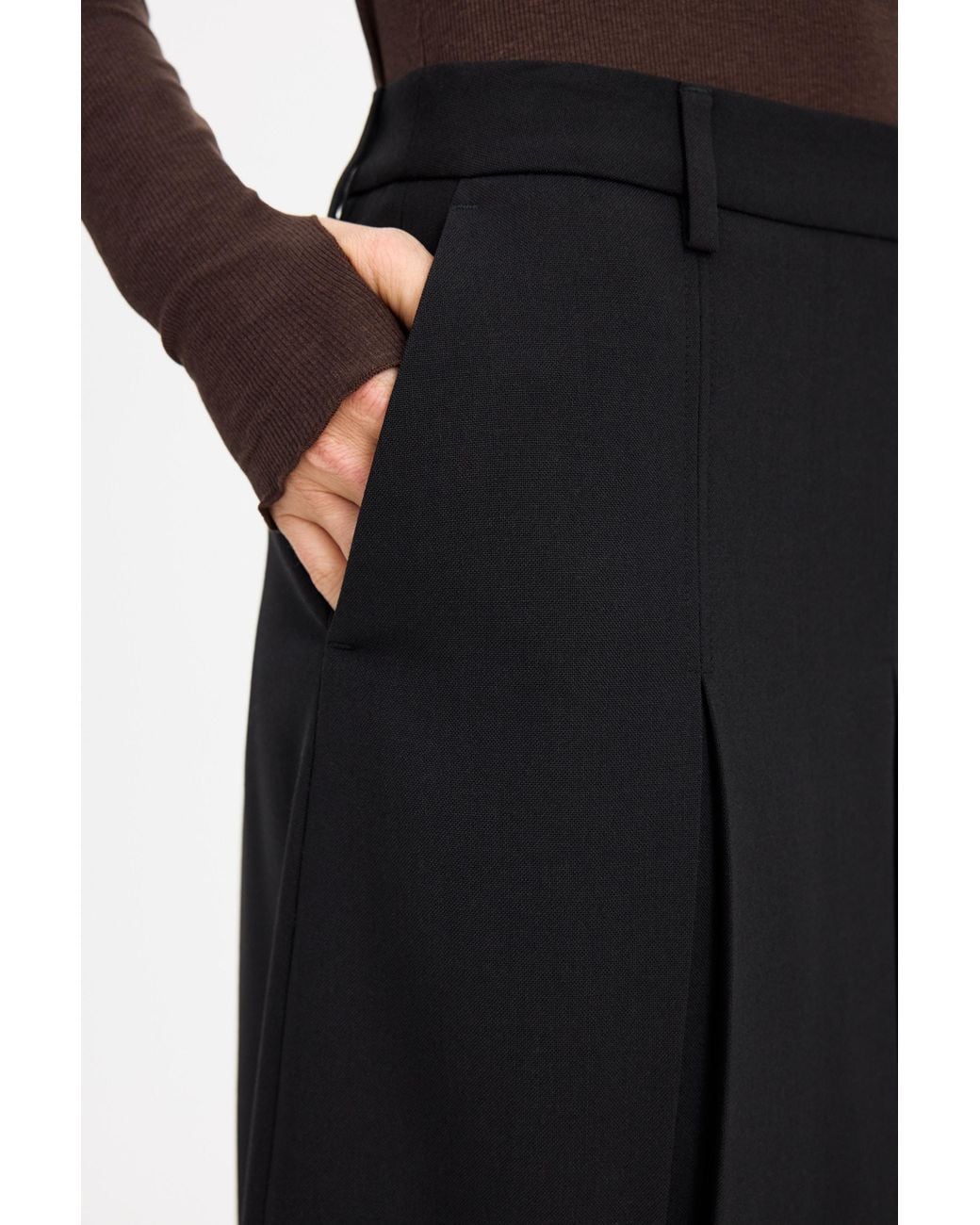 Filippa K Black Pleated Wool Skirt