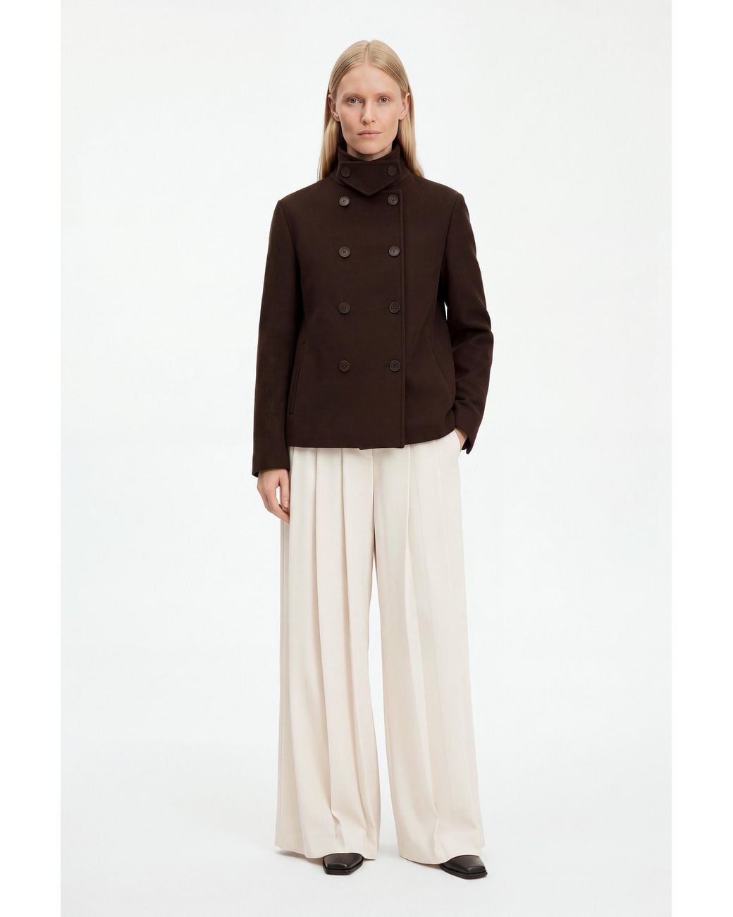 Filippa K Brown Amelia Doublé Peacoat