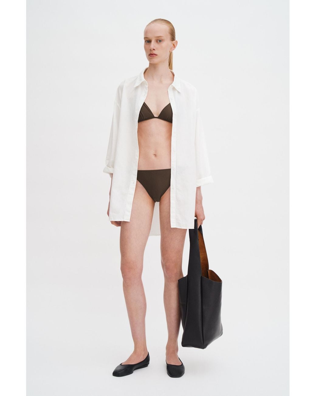 Filippa K White Gathered Back Bikini Top