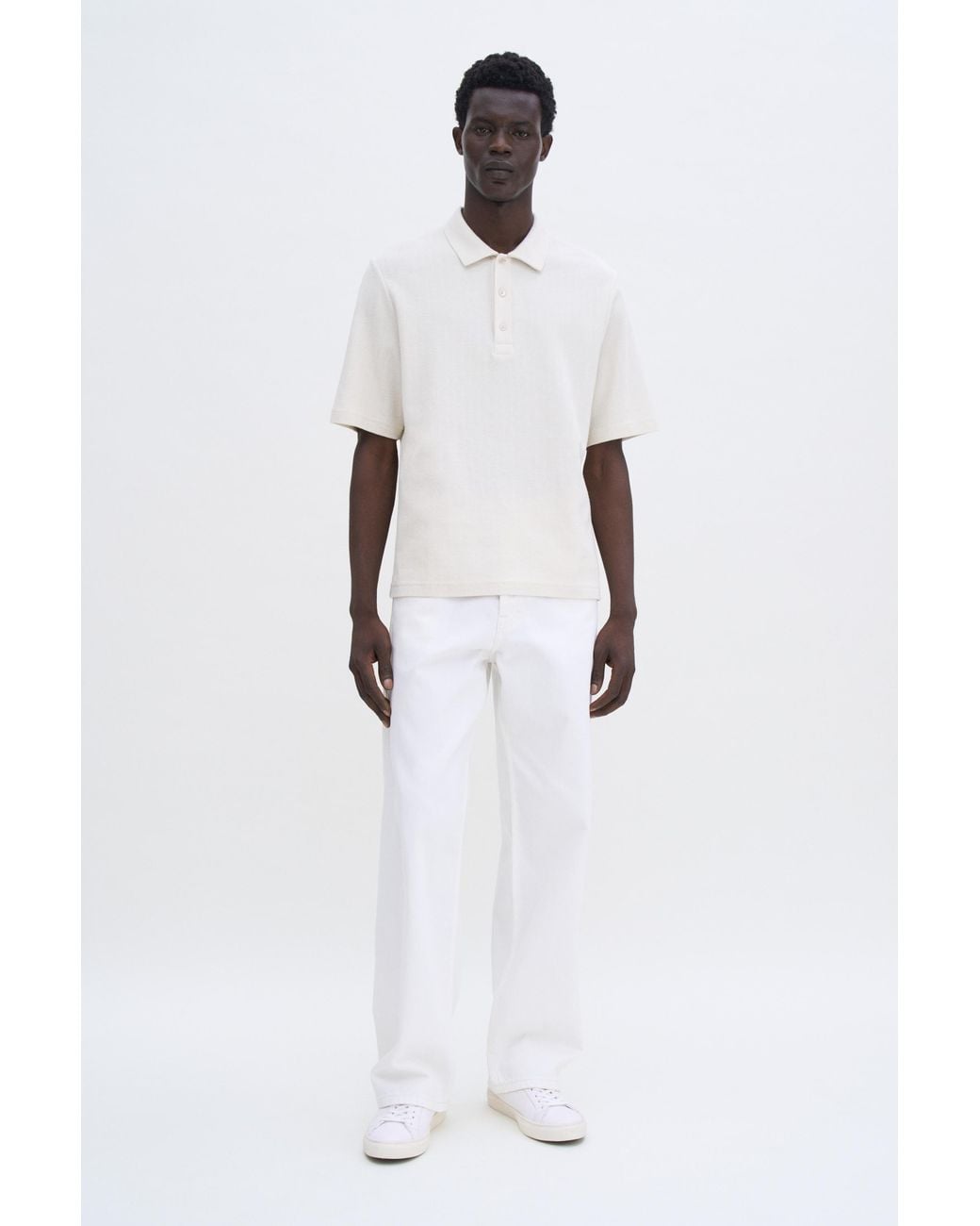 Filippa K White Cotton Jersey Polo Shirt for men