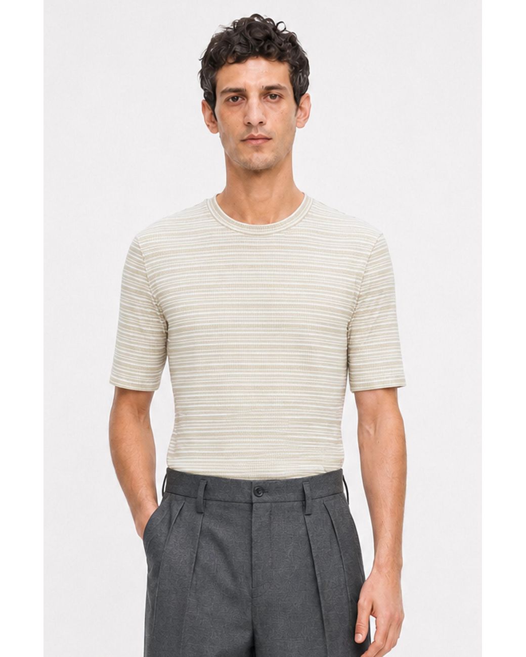 Filippa K White Striped Rib Tee for men