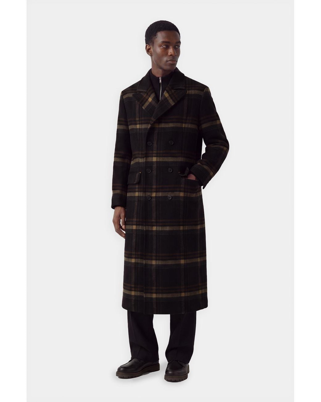 Filippa K Black Damian Check Wool Coat for men