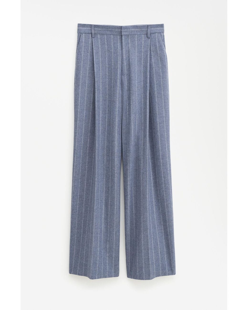 Filippa K Blue Wide Pleated Striped Trousers