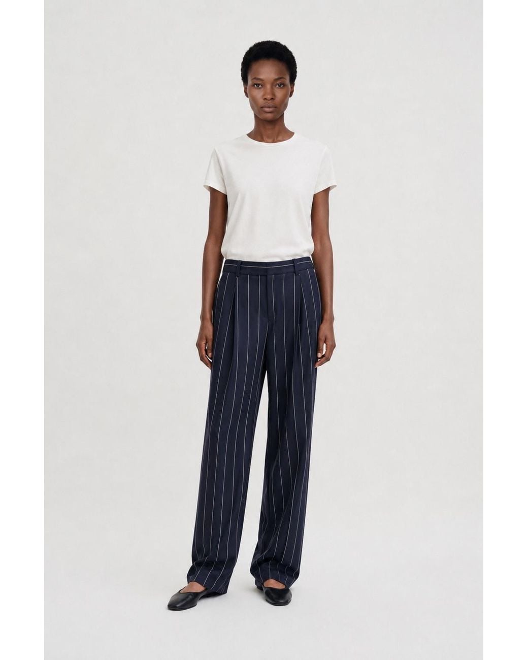 Filippa K Blue Julie Pinstripe Trousers