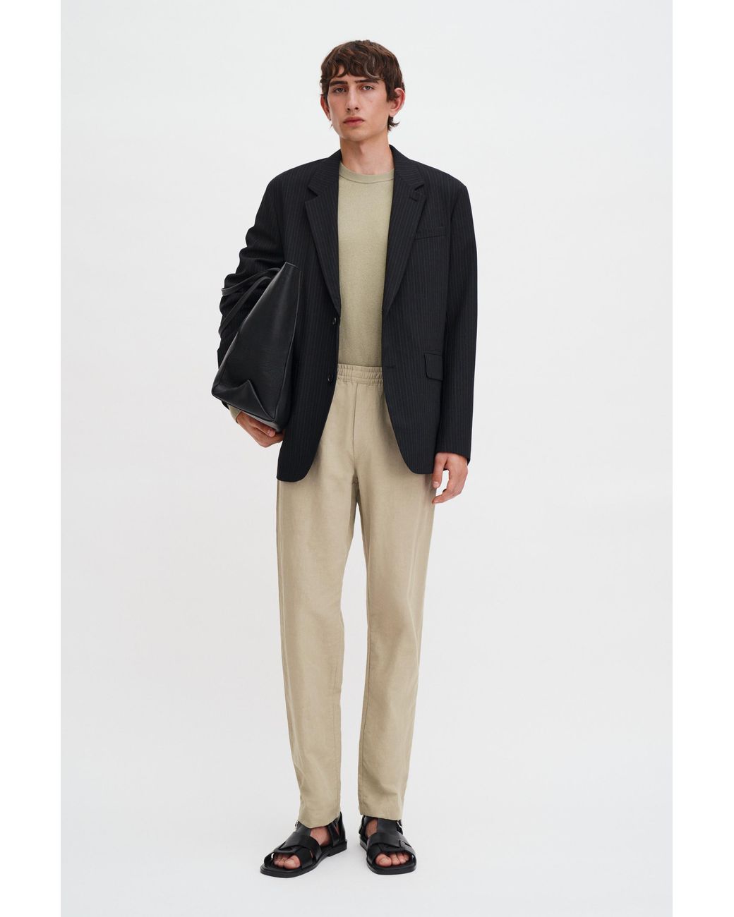 Filippa K Black Theo Linen Trousers for men