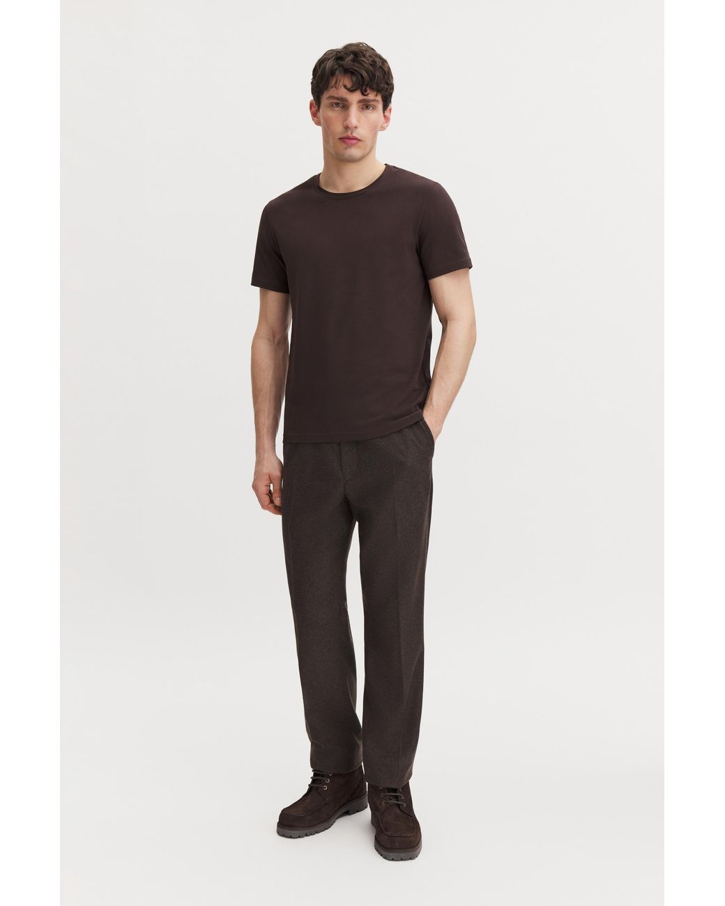 Filippa K Brown Stretch Cotton Tee for men
