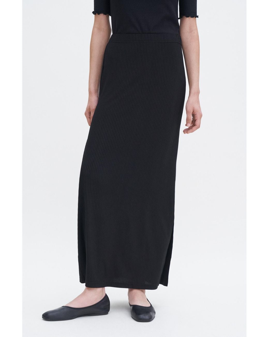Filippa K Blue Shiny Rib Maxi Skirt