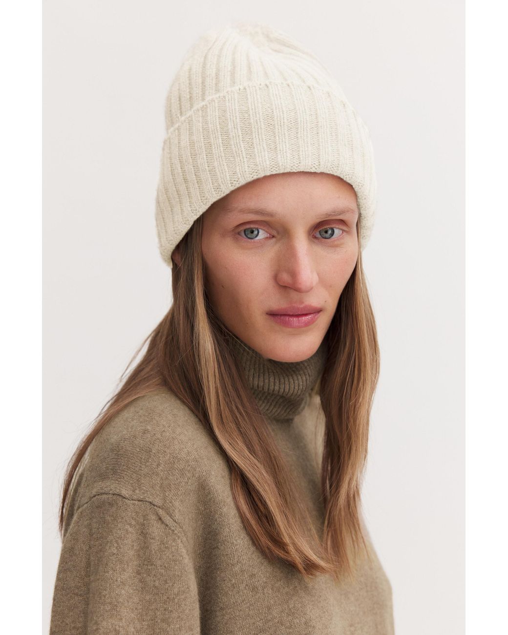 Filippa K Natural Wool Cashmere Rib Hat