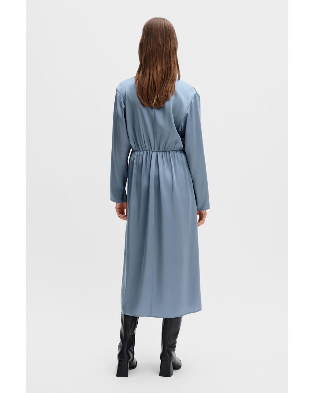 Filippa K Blue Pleated Wrap Dress