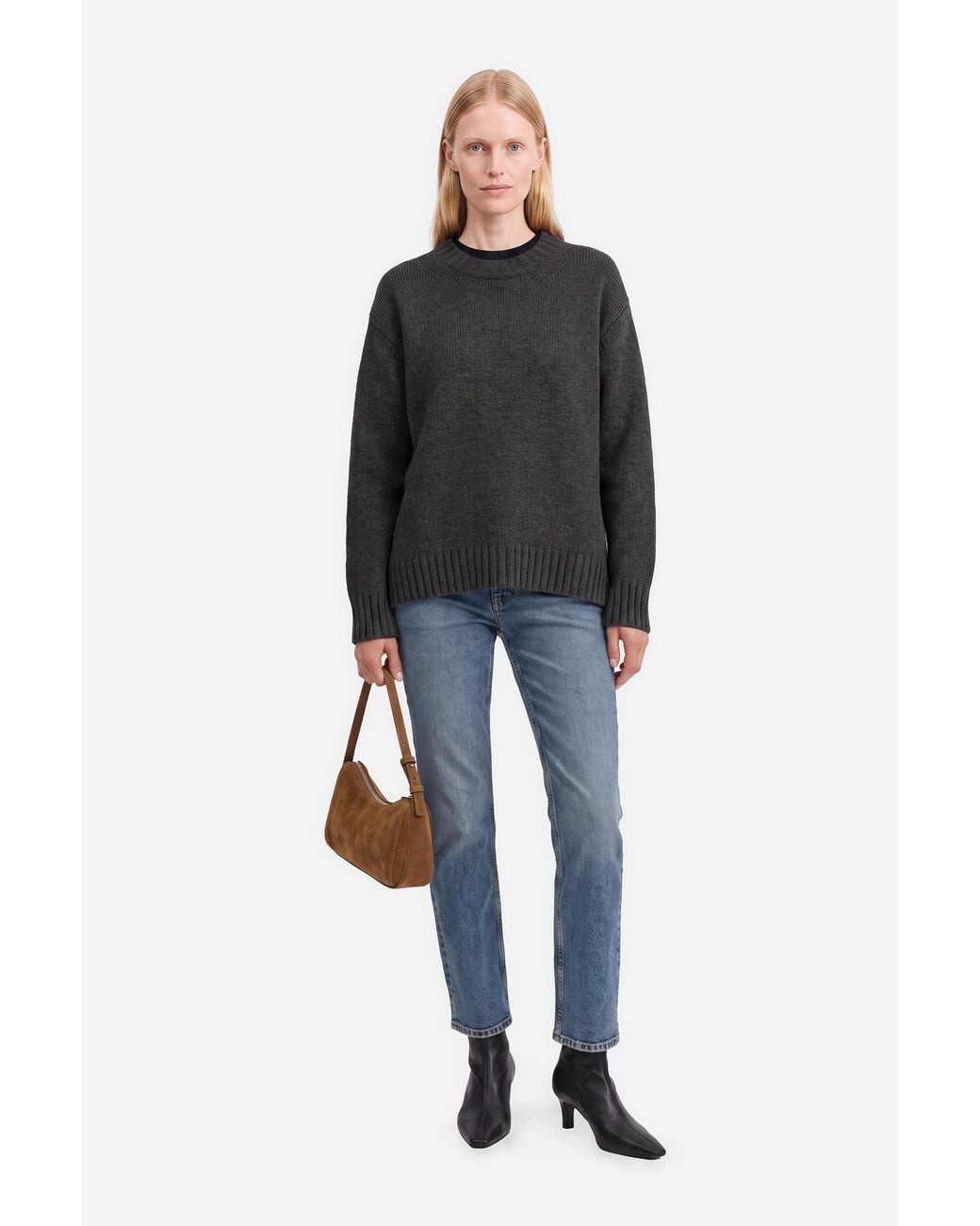Filippa K Black Cashmere Crewneck Sweater