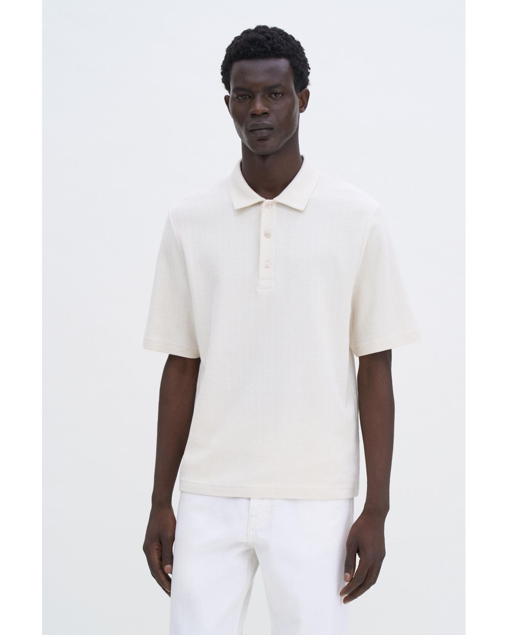 Filippa K White Cotton Jersey Polo Shirt for men
