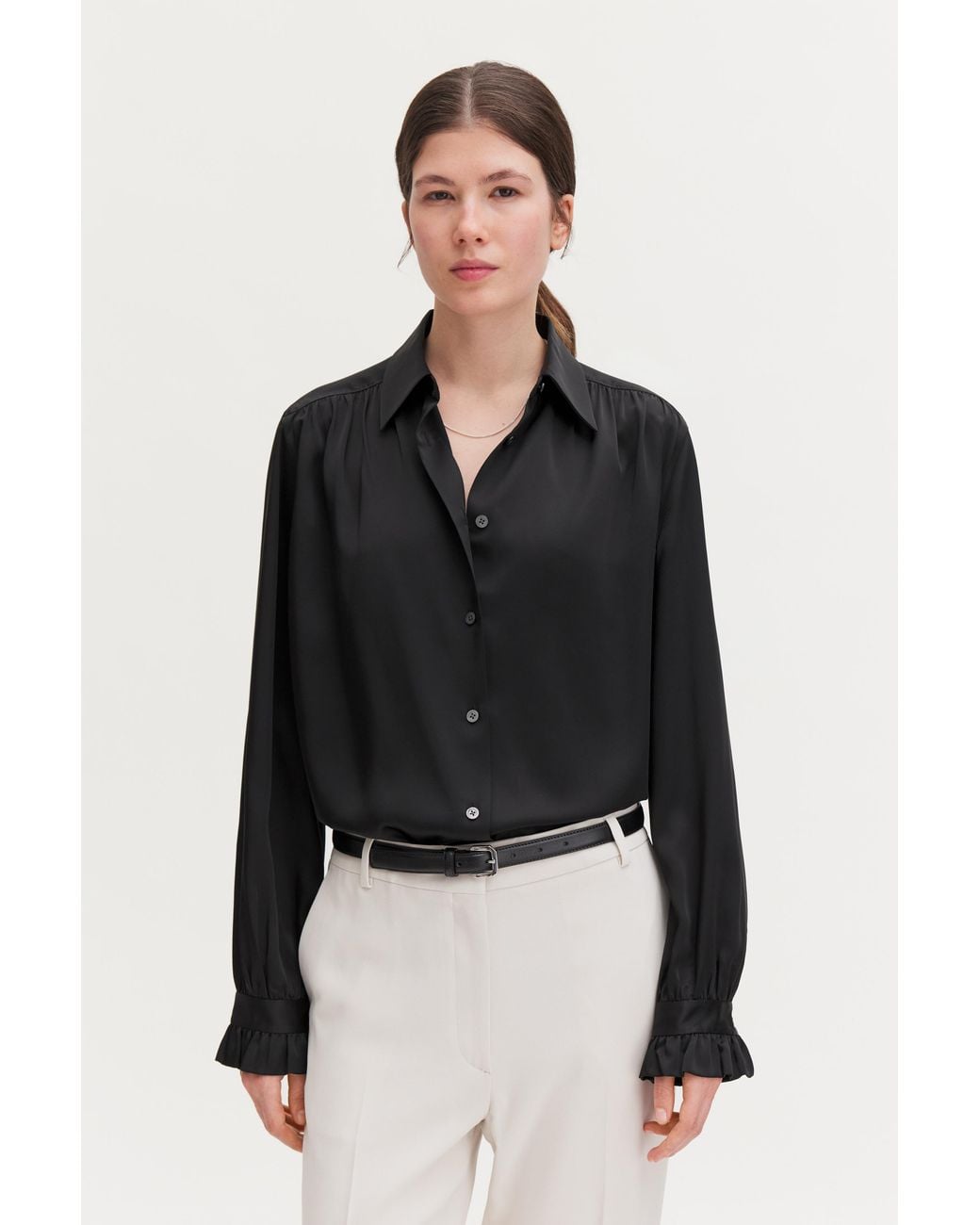 Filippa K Black Gathered Detail Blouse