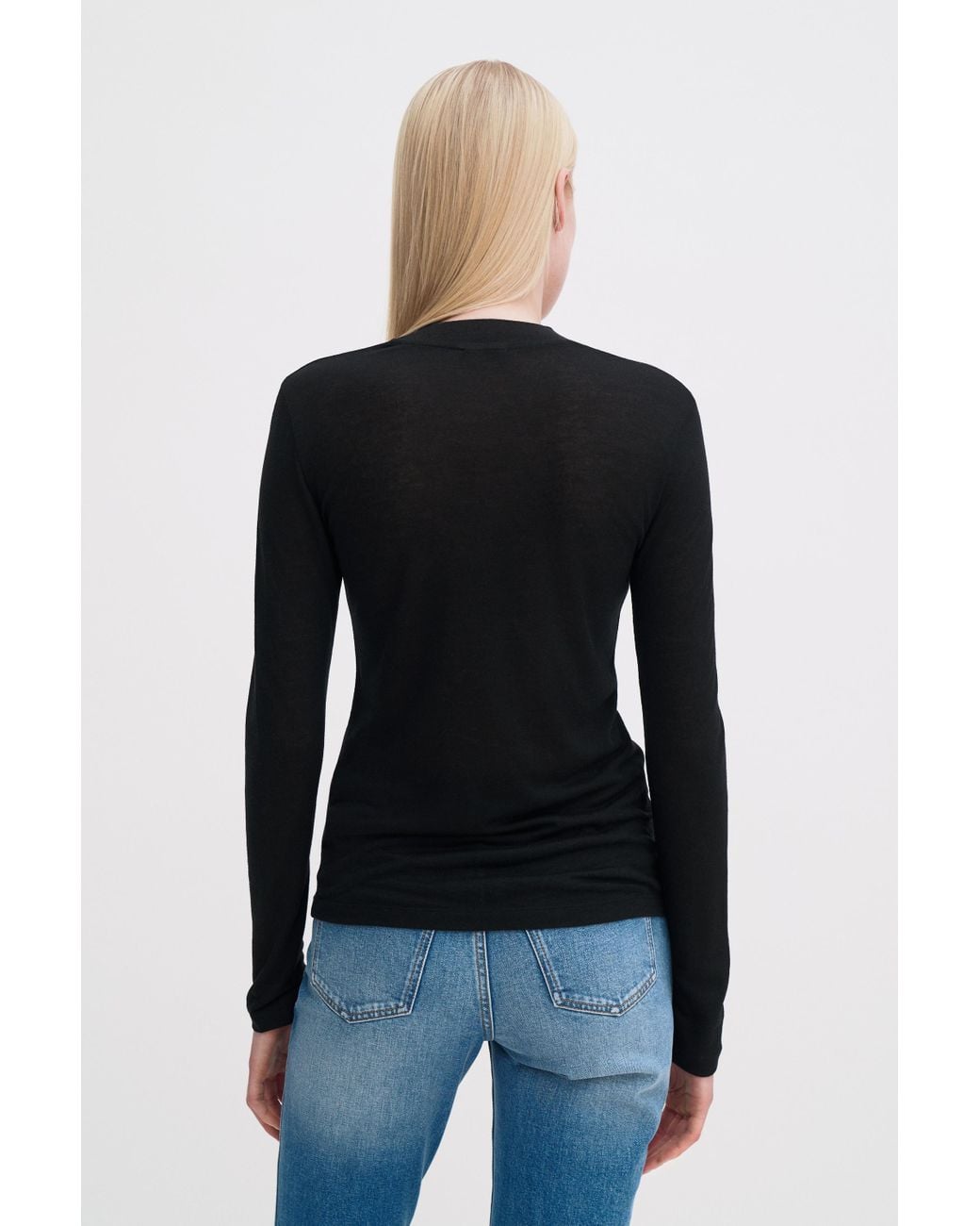 Filippa K Black Lyocell Cashmere Mock Neck Top