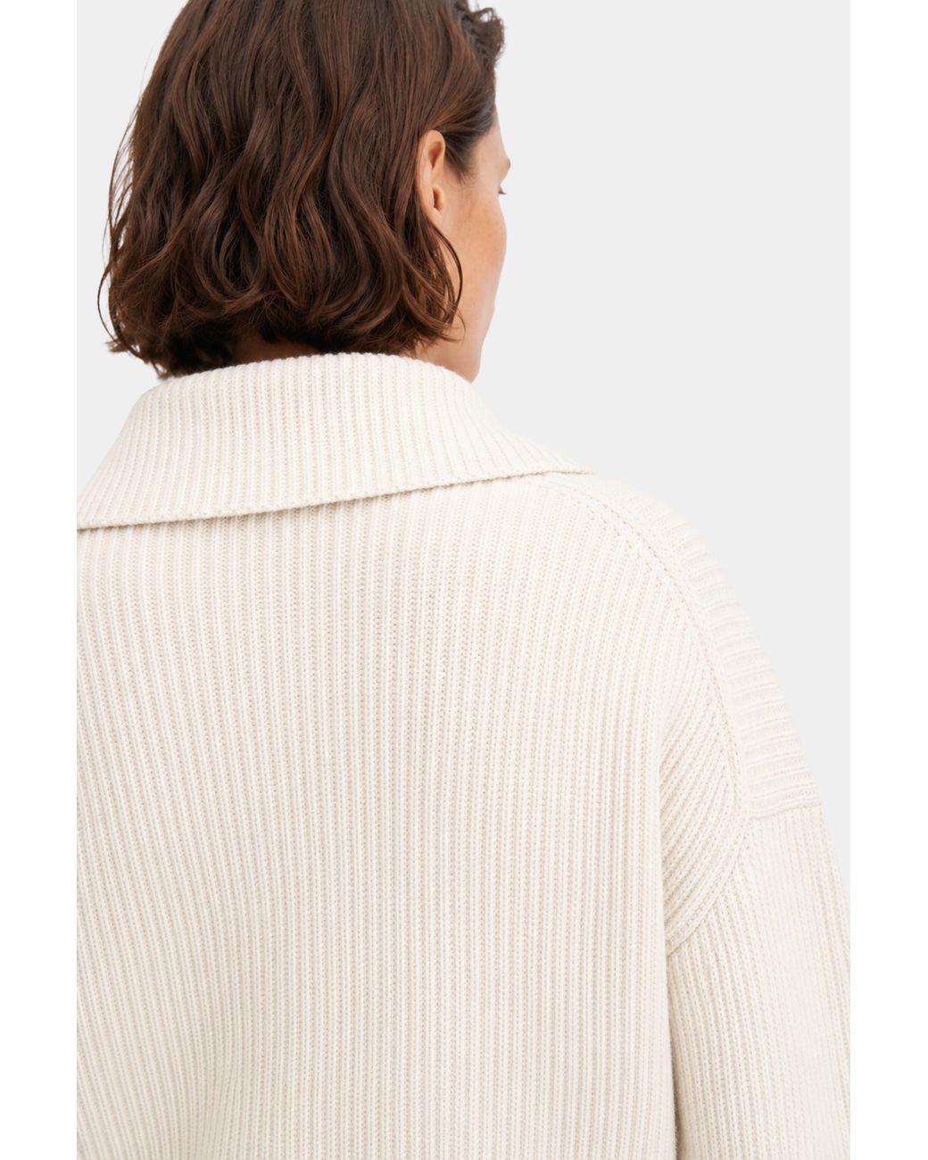 Filippa K Natural Ribbed Wool Half Zip Sweater