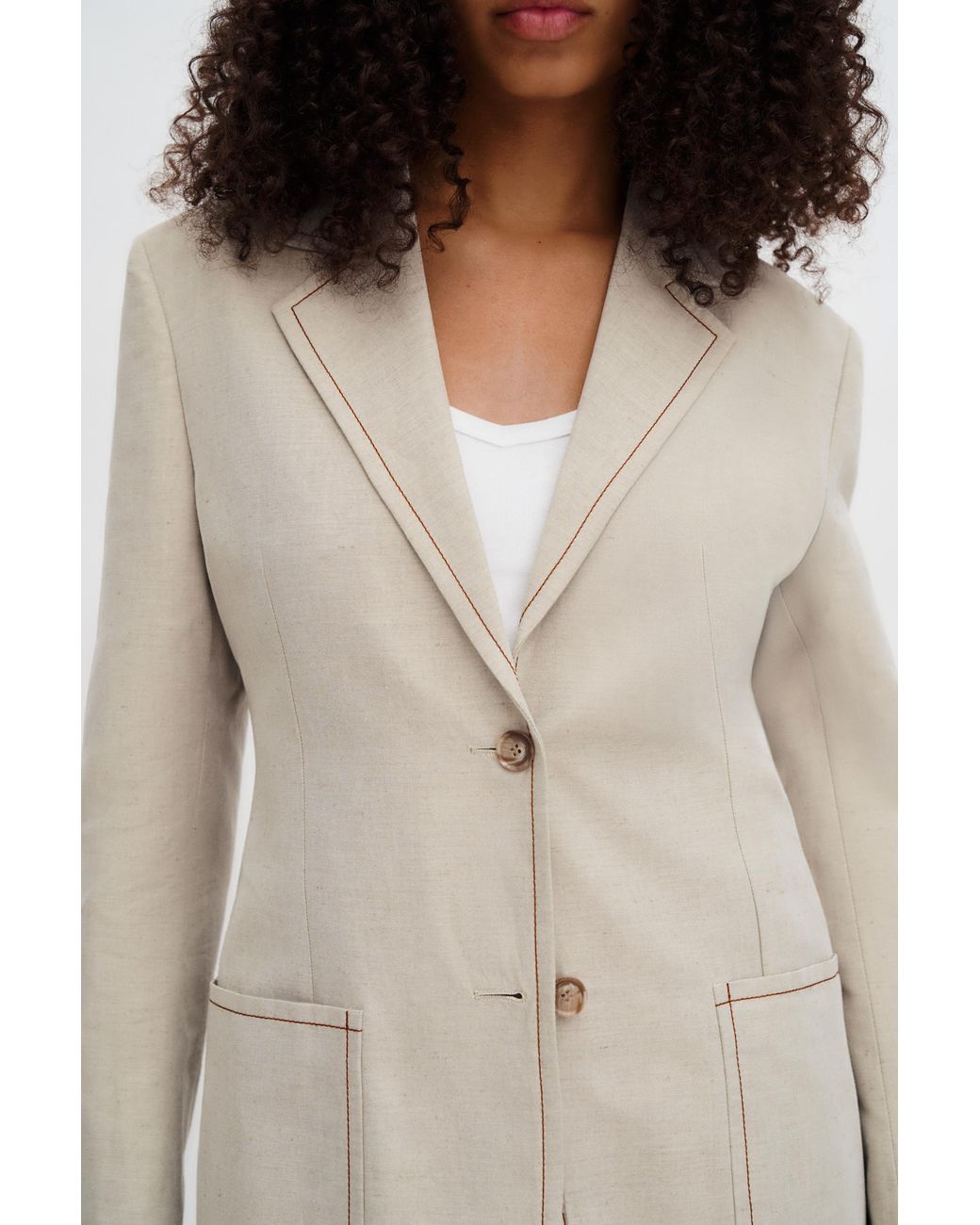 Filippa K Natural Brooke Linen Mariner Blazer