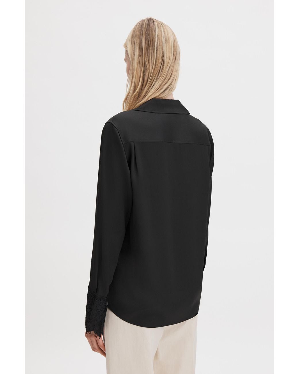 Filippa K Black Lace Cuff Detail Blouse