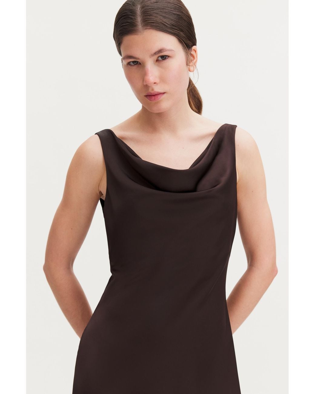 Filippa K Brown Waterfall Strap Dress