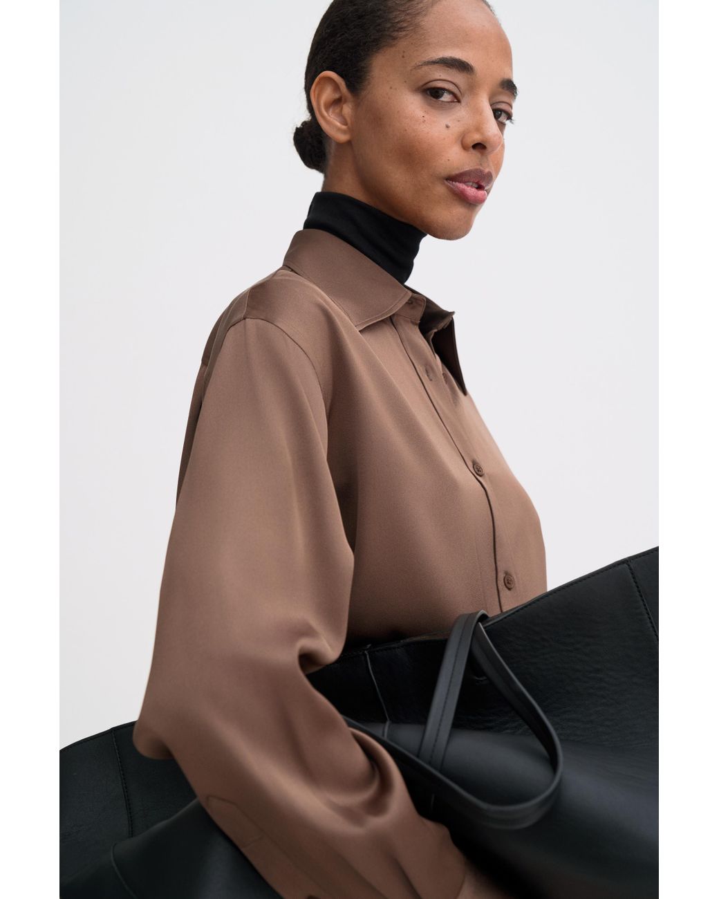 Filippa K Brown Satin Shirt
