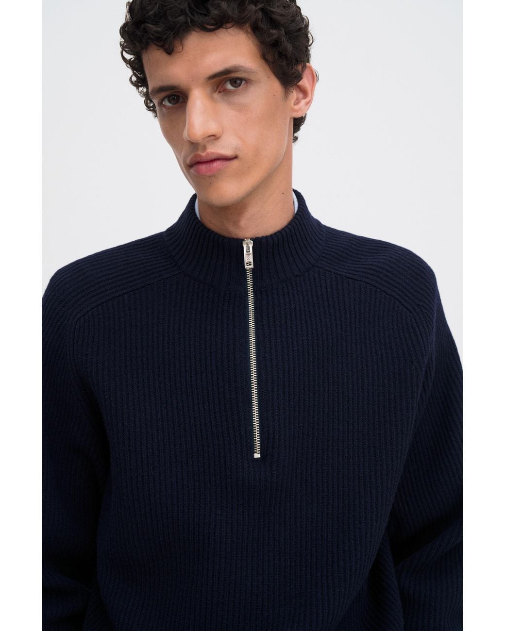 Filippa K Wool Half Zip Sweater in Blue for Men | Lyst