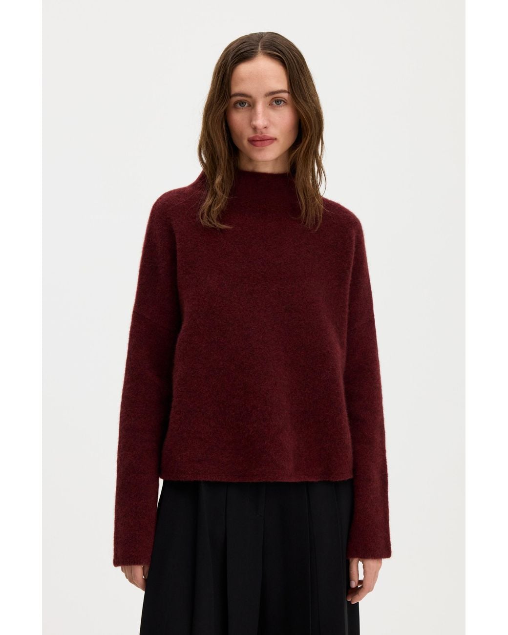 Filippa K Red Mika Yak Funnelneck Sweater