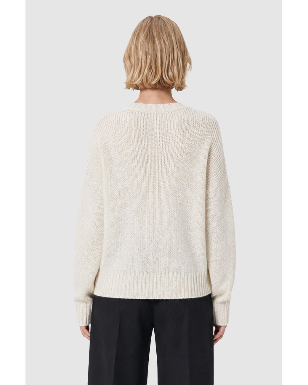 Filippa K White Hairy Alpaca V-Neck Sweater