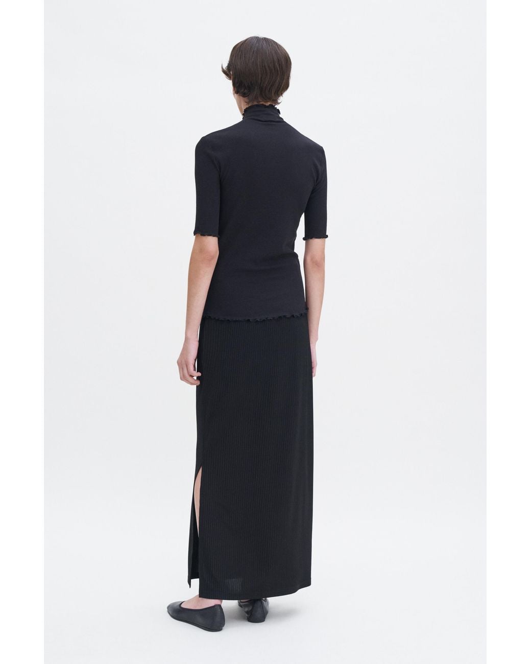 Filippa K Blue Shiny Rib Maxi Skirt