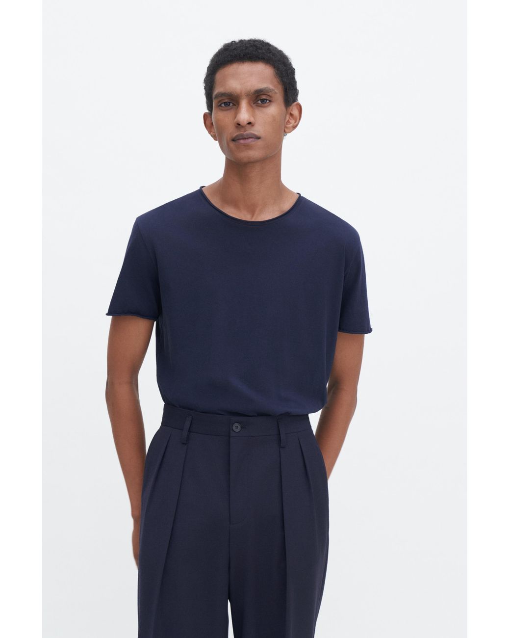 Filippa K Blue Roll Neck Tee for men