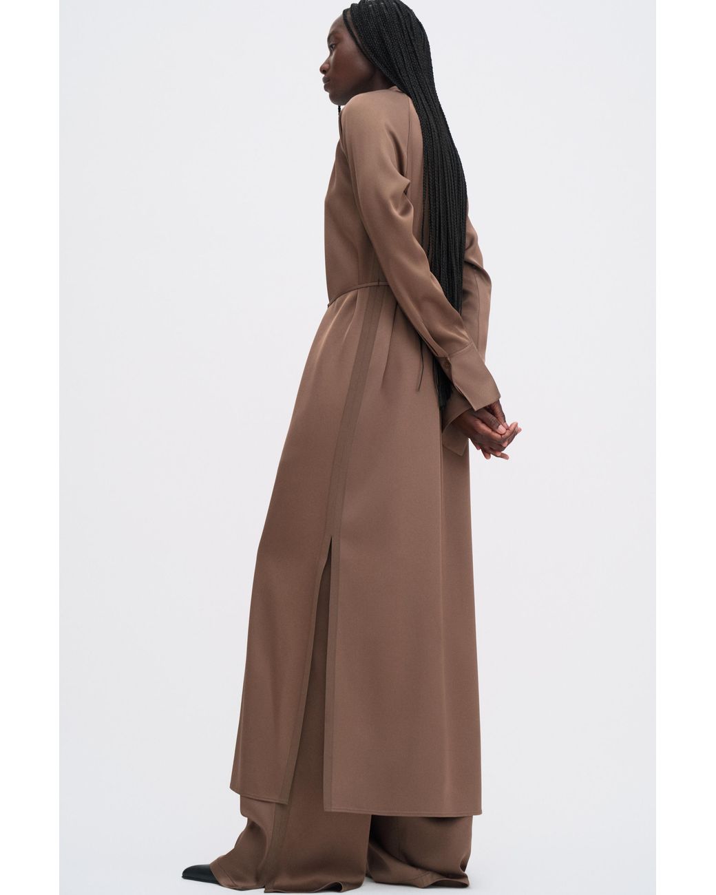 Filippa K Brown Gathered Raglan Dress
