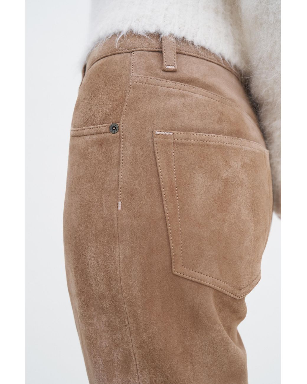 Filippa K White Suede Five Pocket Trousers