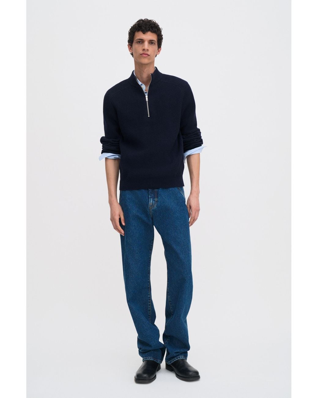 Filippa K Wool Half Zip Sweater in Blue for Men | Lyst