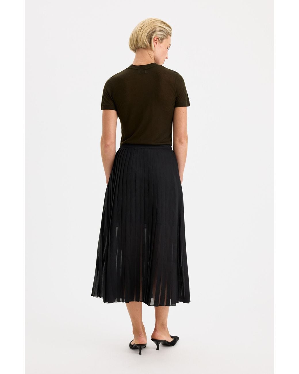 Filippa K Black Sheer Plissé Skirt