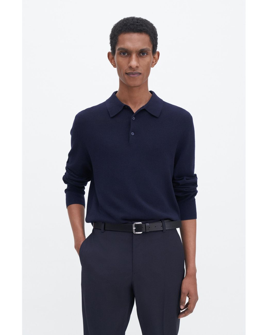Filippa K Blue Knitted Polo Shirt for men