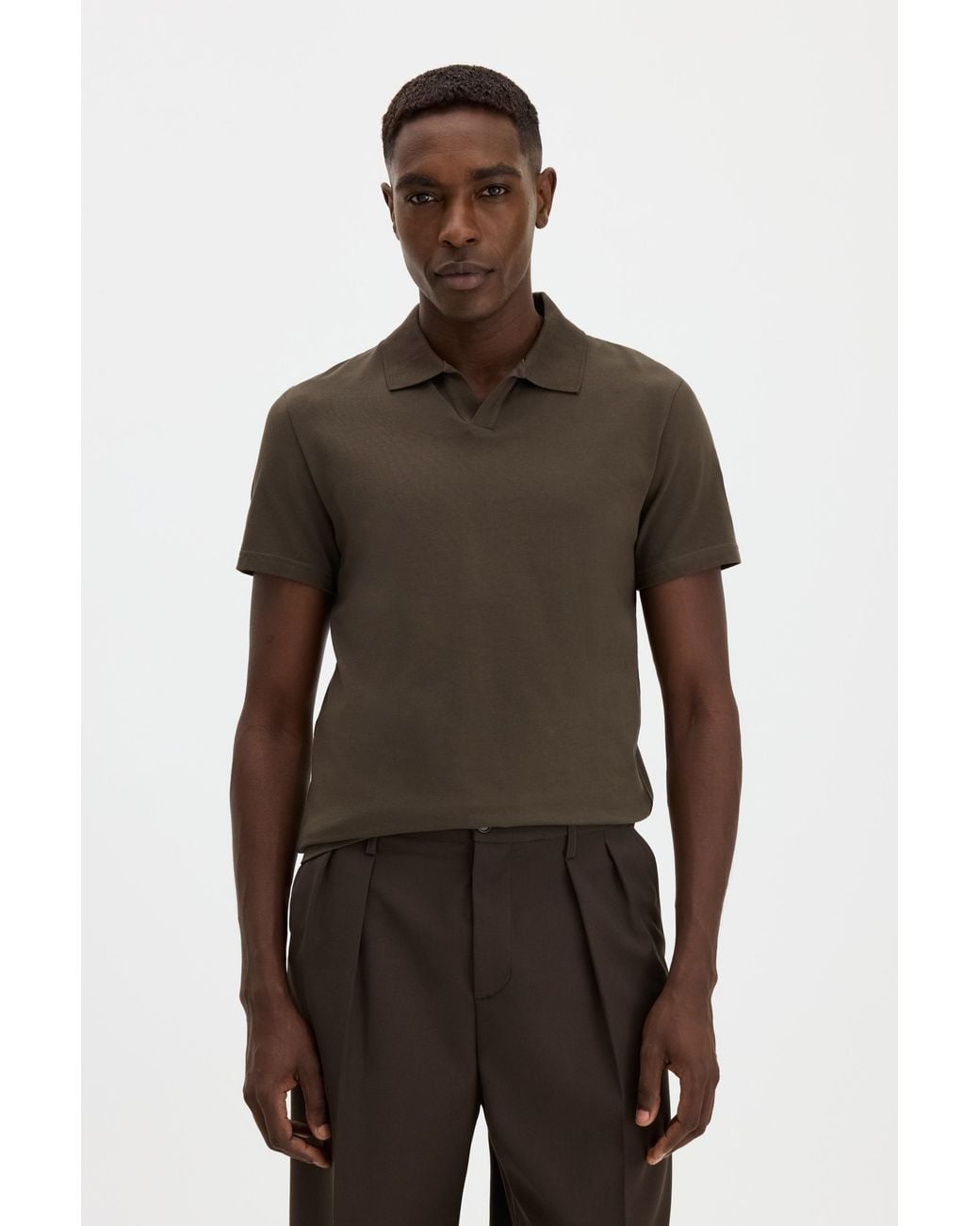 Filippa K Brown Stretch Cotton Polo T-Shirt for men